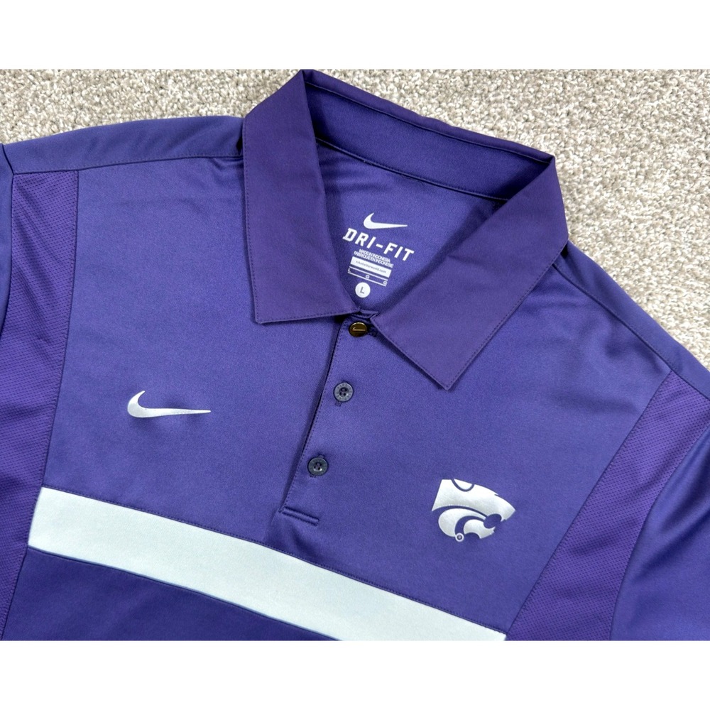 Nike Golf Kansas State Wildcats Mens L Purple Dri-FIT Polo K-State NCAA